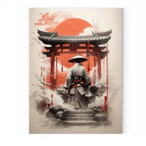 Japan Poster mit Samurai - Leinwand 45cm x 60cm-6846