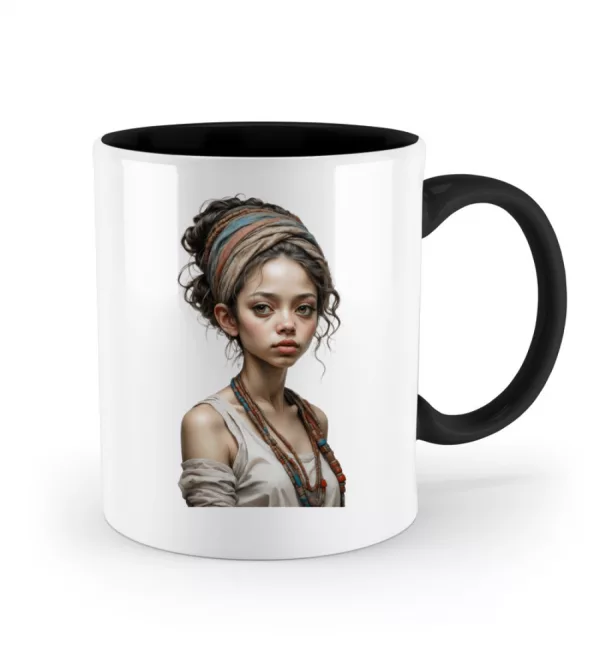 Frau mit Schal - Zweifarbige Tasse-16