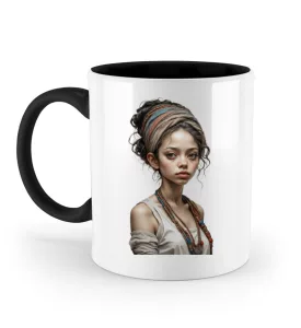 Frau mit Schal - Zweifarbige Tasse-16