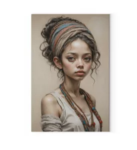 Frau mit Schal - Leinwand 30 x 45cm-6846