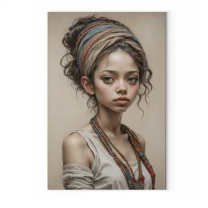 Frau mit Schal - Leinwand 30 x 45cm-6846