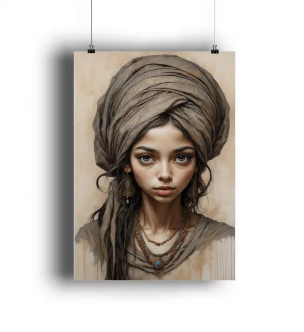 Frau mit Schal - Poster Hochformat-6864