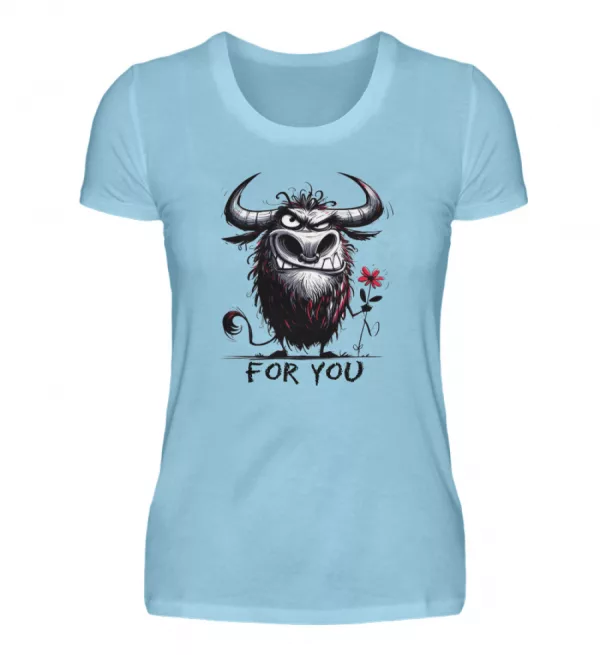 Stier mit Blume - Damen Premiumshirt-674