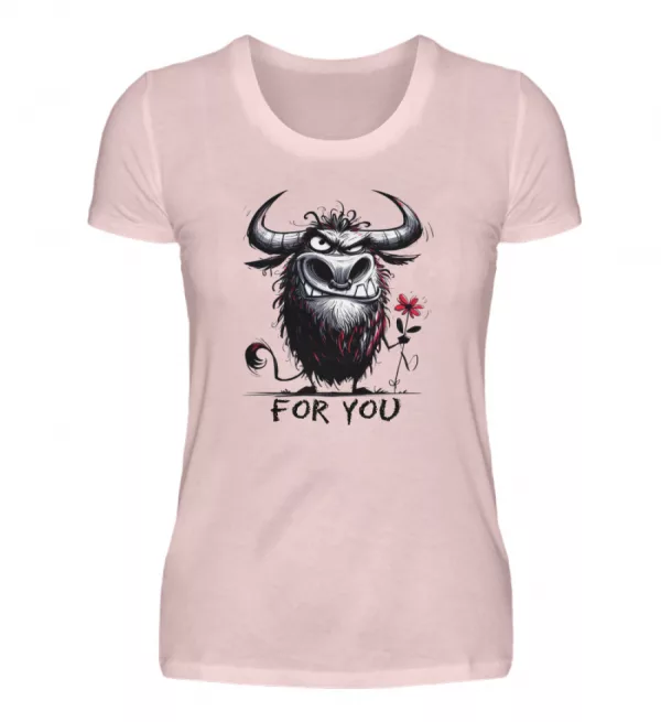 Stier mit Blume - Damen Premiumshirt-5949