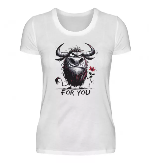 Stier mit Blume - Damen Premiumshirt-3