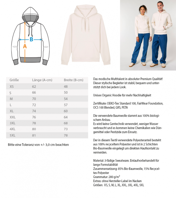 Stier mit Blume  - Unisex Organic Hoodie 2.0 ST/ST – Bild 2