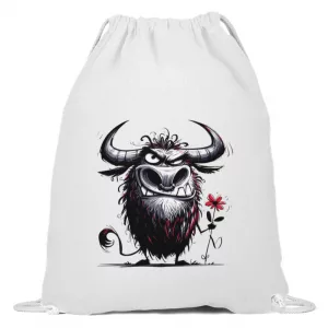Stier mit Blume - Baumwoll Gymsac-3