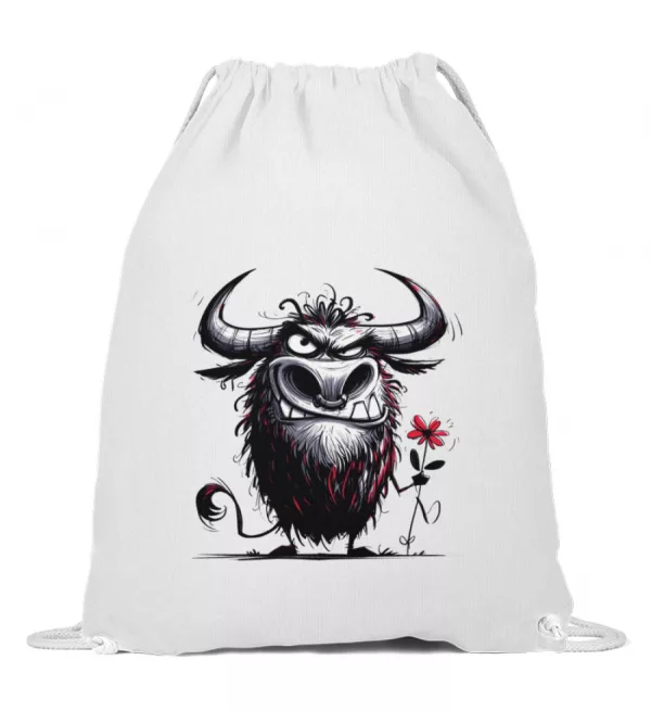 Stier mit Blume - Baumwoll Gymsac-3